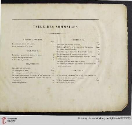 Table des sommaires