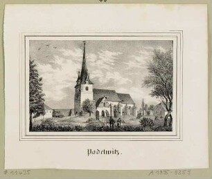 Die Kirche in Podelwitz nördlich von Leipzig (Rackwitz-Podelwitz), aus Sachsens Kirchen-Galerie von Hermann Schmidt, Bd. 9, 1844