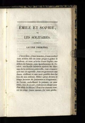 Émile et Sophie ou les solitaires
