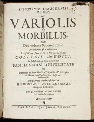 Disputatio Inauguralis Medica De Variolis Et Morbillis