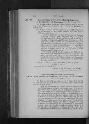 No. 140. Bekanntmachung, betreffend Zollbehandlung der vom Auslande zurückkommenden Postsendungen (Bundesrathsbeschluß vom 7. Juli 1887.)