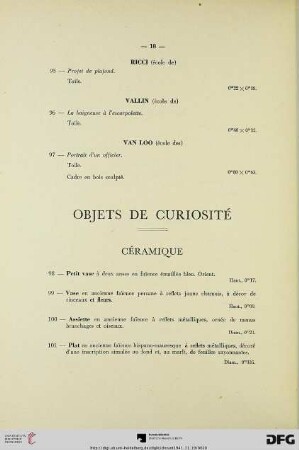 Objets de curiosité (Nr. 98-150)
