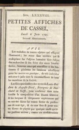No LXXXVIII (Lundi 6 Juin 1785)