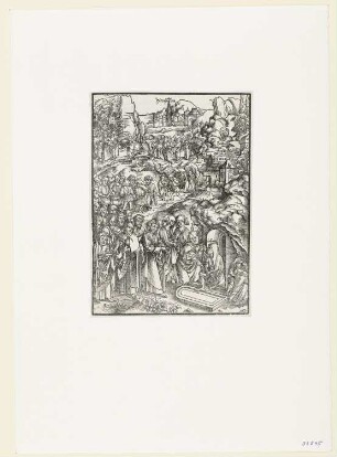 Aufweckung des Lazarus, Blatt 2 der Folge "Szenen der Passion", aus "Passio Domini Nostri Jesu Christi", Straßburg, 1507