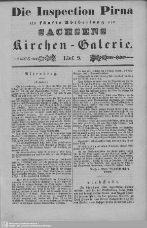 Altenberg, Liebstadt : 9. Lieferung