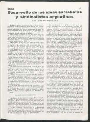 Desarrollo de las ideas socialistas y sindicalistas argentinas