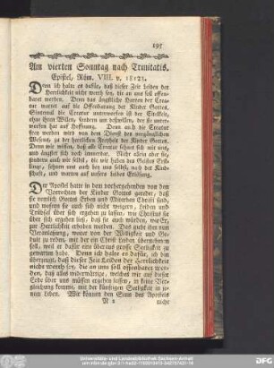 Am vierten Sonntag nach Trinitatis. Epistel, Röm. VIII. v. 18 - 23.