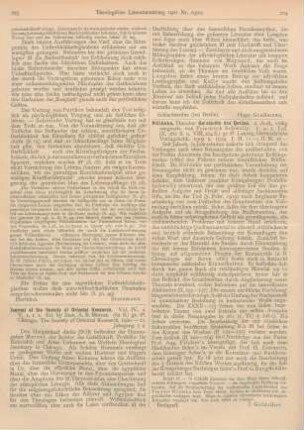 223-224 [Rezension] Mercer, Sam A. B. (Ed.), Journal of the Society of Oriental Research. Vol. IV u. V