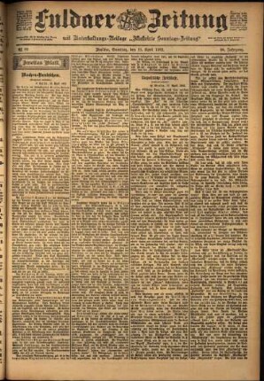 Zweite Ausgabe vom Samstag, den 19. April 1902.