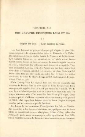 Chapitre VIII. Des groupes ethnique Lolo et XA