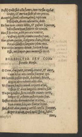 Benedictio Seu Consecratio Mense.