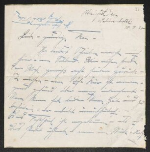 Brief von Fanny Hirsch-Faber an Margarete Hauptmann