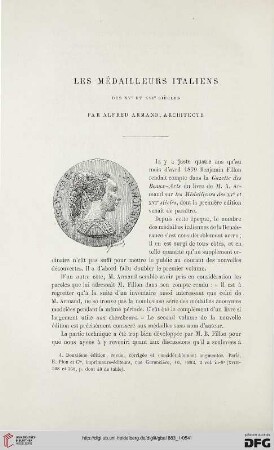 2. Pér. 27.1883: Alfred Armand, Les médailleurs italiens des XVe et XVIe siècles : [Rezension]
