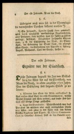 Der erste Zeitraum. Erzväter vor der Sündfluth.