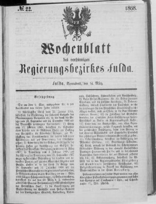 No. 22., Ausgabe vom 14. März 1868