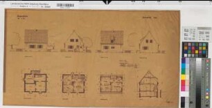 Eigenheim Grundrisse, Ansichten, Schnitt 1939 1 : 100 39 x 70 Pause Westfälische Heimstätte Dortmund Wohnungsgesellschaft Münsterland