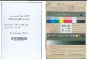Entnazifizierung Peter Fuhrmann , geb. 27.06.1904 (Angestellter)