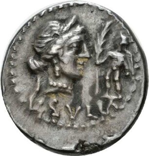 Denar des L. Cornelius Sulla mit Darstellung von Priestergerät