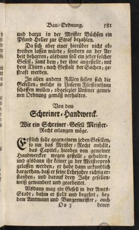 581-594, Von dem Schreiner-Handwerck.