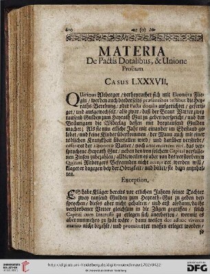 Materia de Pactis Dotalibus, & Unione