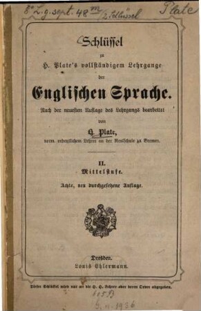 Vollständiger Lehrgang zur leichten, schnellen und gründlichen Erlernung der englischen Sprache, 2a