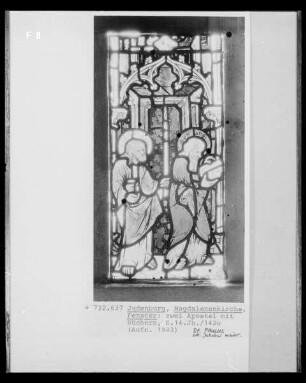 Südliches Chorfenster mit Szenen aus dem Marienleben und Aposteln — Die Apostel Jakobus der Jüngere und Paulus