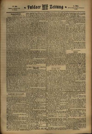 Zweite Ausgabe vom Samstag, den 09. September 1911.