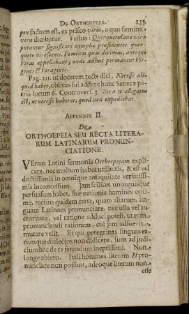 Appendix II. De ... Recta Literarum Latinarum Pronunciatione
