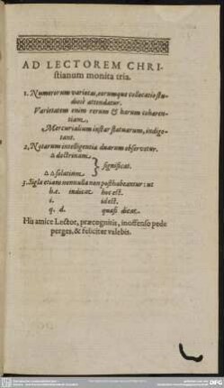 Ad Lectorem Christianum monita tria