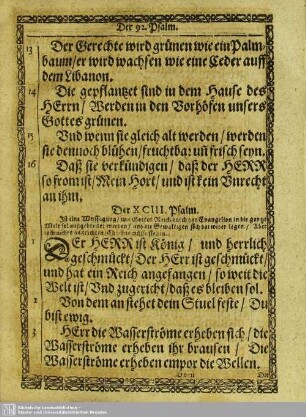 Der XCIII. Psalm