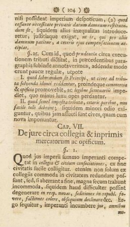 Cap. VII. De jure circa collegia & inprimis mercatorum ac opificum