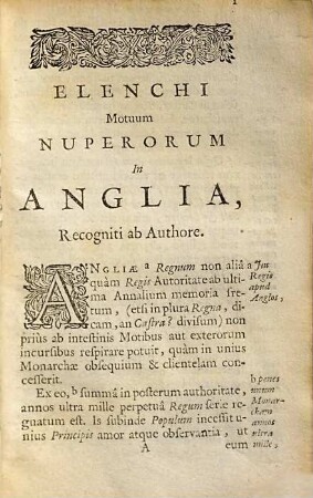 Elenchi Motuum Nuperorum In Anglia : Simul ac Juris Regii Et Parlamentarii Brevis Enarratio, 1