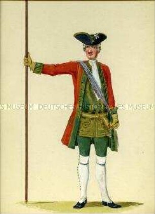 Uniformdarstellung, Offizier vom Infanterie-Regiment du Caila, Sachsen, 1730.