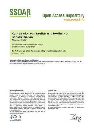 Konstruktion von Realität und Realität von Konstruktionen