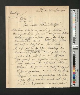 Brief von Prof. Dr. Münzel an Prof. Schubart, Hamburg