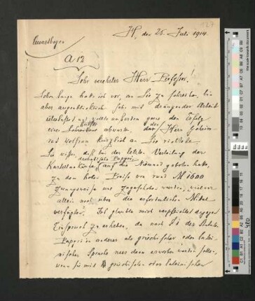 Brief von Prof. Dr. Münzel an Prof. Schubart, Hamburg