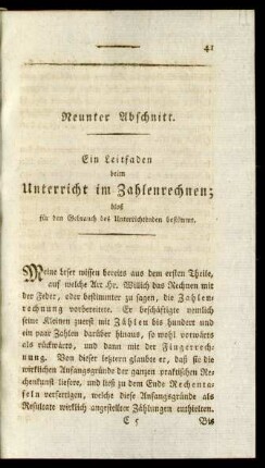 Neunter Abschnitt. Ein Leitfaden beim Unterricht im Zahlenrechnen; bloß für den Gebrauch des Unterrichtenden bestimmt