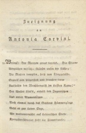 Zueignung an Antonia Corvini