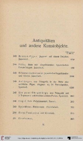 Antiquitäten und andere Kunstobjekte (Nr. 243-267)