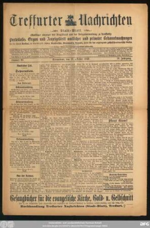 Treffurter Nachrichten : Stadtblatt, Nr. 86. Sonnabend, den 27. Oktober 1923