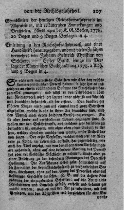 Grundlinien der heutigen Reichshofrathspraxis im Allgemeinen.