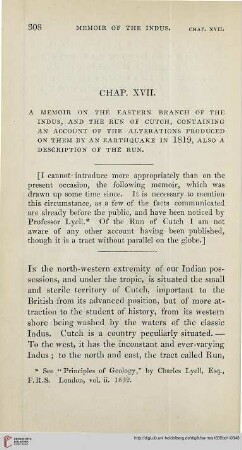 Chapter XVII: A Memoir on the Eastern Branch of the Indus, and the Run of Cutch
