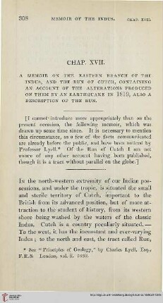 Chapter XVII: A Memoir on the Eastern Branch of the Indus, and the Run of Cutch