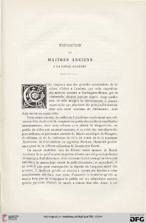 3. Pér. 9.1893: Exposition de maitres anciens a la Royal Academy