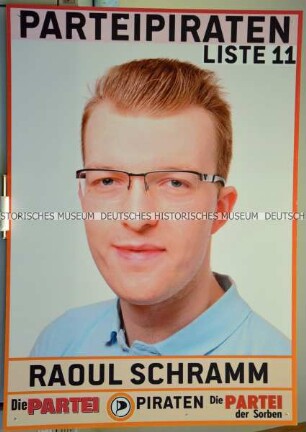 Plakat der Listenvereinigung "Die Parteipiraten" zur Kommunalwahl in Brandenburg am 26. Mai 2019