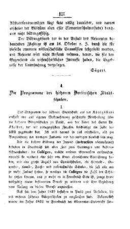 Die Programme der höheren Berlinischen Stadtschulen