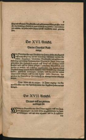 Der XVI. Artickel.