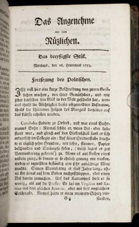 Das dreyßigste Stück. Montags, den 28. Heumonat, 1755.
