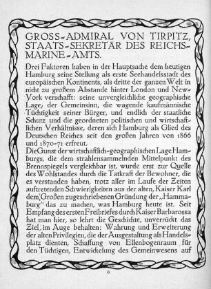 Gross-Admiral von Tirpitz, Staats-Sekretär des Reichsmarine-Amts.