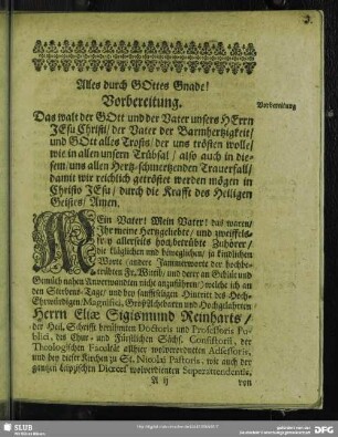 Leichenpredigt : Vorbereitung. Leichen-Spruch. Eingang. Vortrag. Abhandlung.